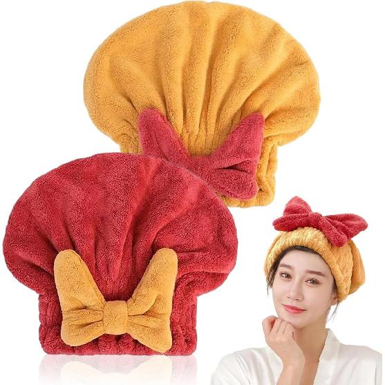 Super Absorbent Hair Towel Wrap for Wet Hair, Microfiber Hair Drying Caps Soft Absorbent Quick Drying Cap for Curly Thick Hair, Fast Drying Hair