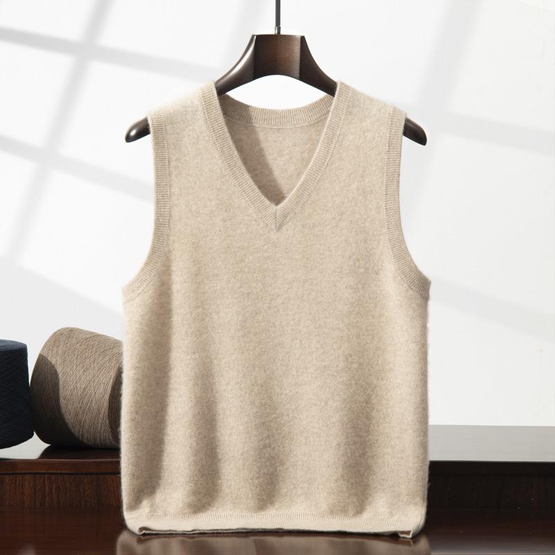 Klassiek Heren Kasjmier V-hals Mouwloos Vest voor Herfst/Winter