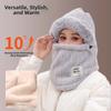 4 in 1 Winter Integrated Scarf Cap Plush Pullover Mask Cap Balaclava Hat Mask Woolen Hat  Women