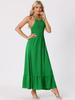 Allegra K Women's Solid Smock Halter Neck Backless Sleeveless Summer Maxi Dress, Green, Size S