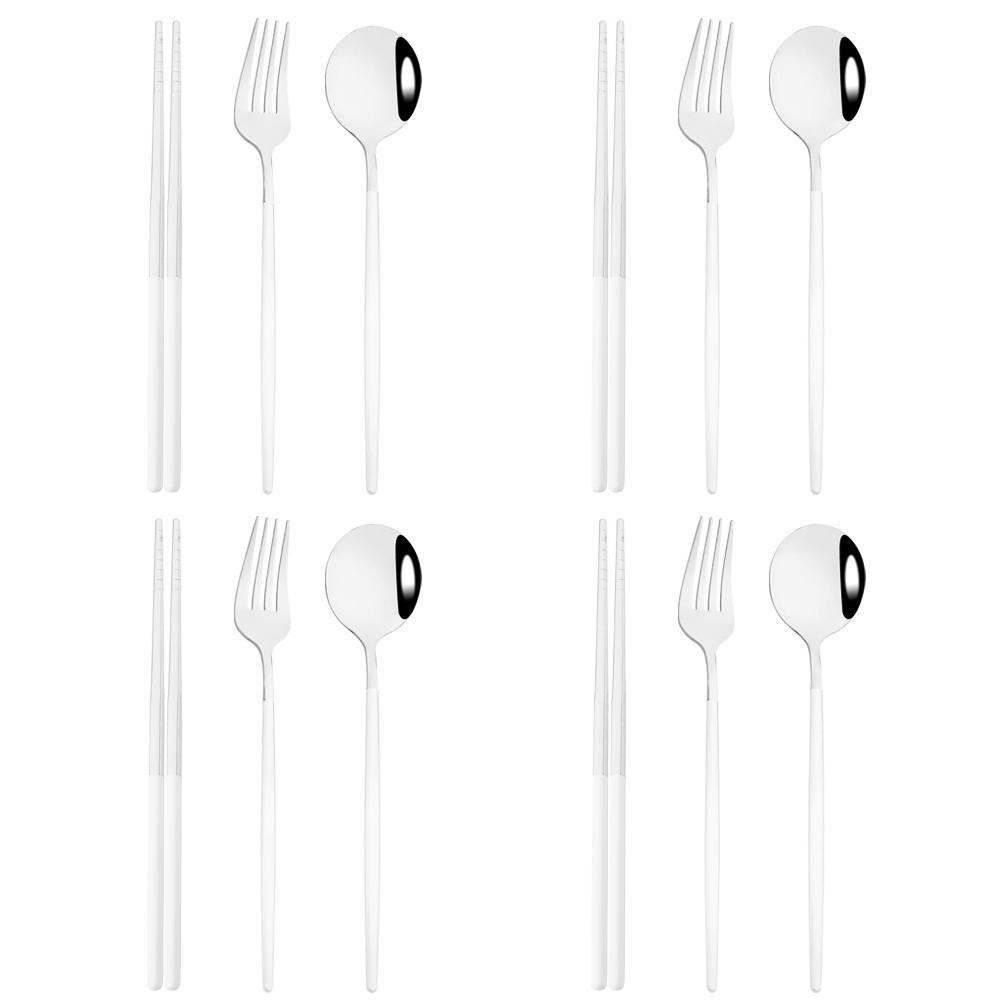 12dílná zlatá jídelní sada hůlky vidlička lžíce příborová sada vysoce kvalitní zrcadlová nerezová ocel příbory korejské nádobí