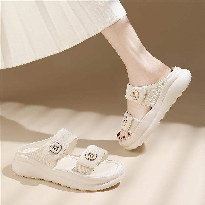 

Summer new platform sports sandals women s outer wear French style flat beach shoes versatile fashion 40