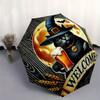 Halloween Cat with Moon Welcome SignUmbrella, Portable 3-Fold Compact Umbrella for Men & Women Gift