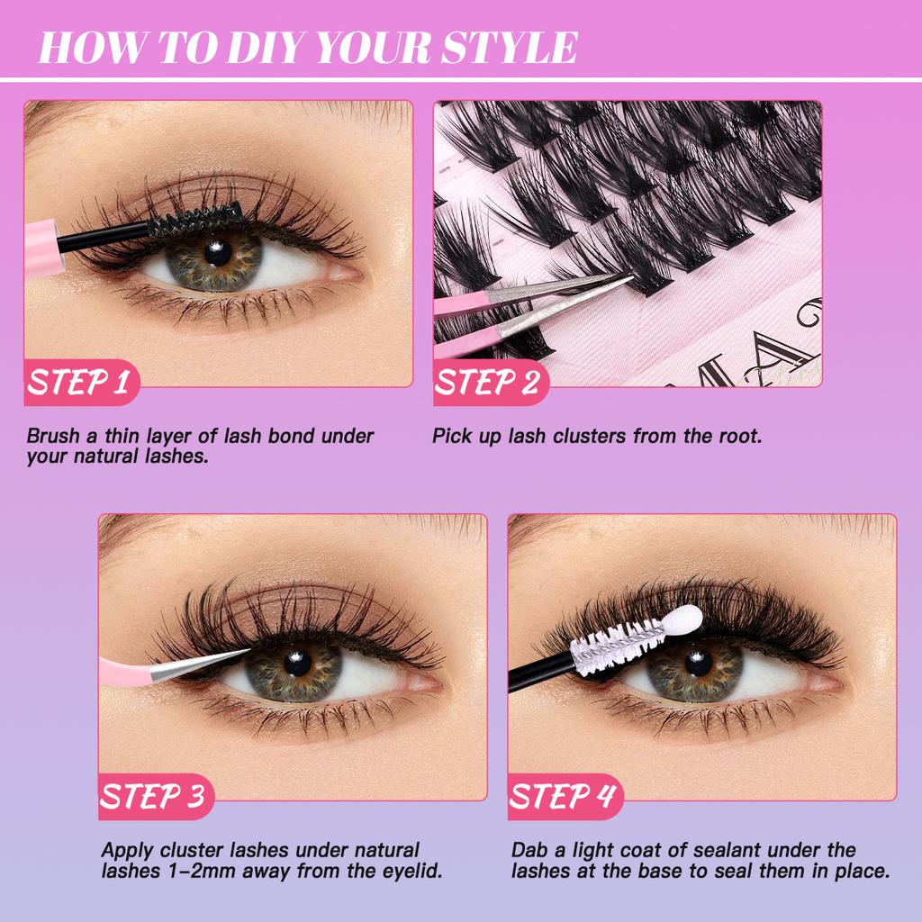 456 Clusters D Curve Single Cluster False Eyelashes Segmented Grafting Flower Hair 10-16Mmdiy Thick Eyelashes