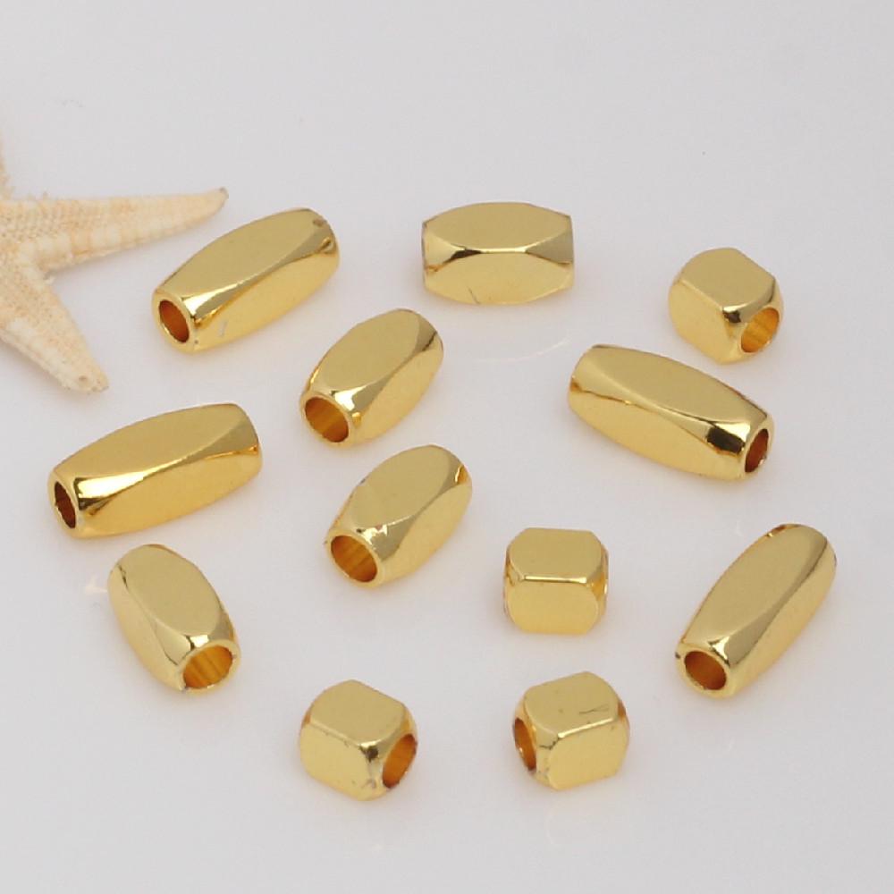 14k Gold-Filled Beveled Rectangular Spacer Beads for DIY Jewelry Making