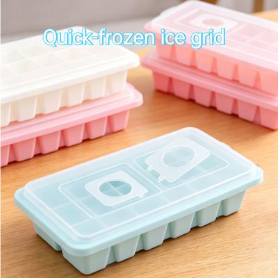 Summer Plastic Ice Cube Mold 16-Cell Ice Tray with Cover PP Ice Maker Creative Ice Box Bulk Order