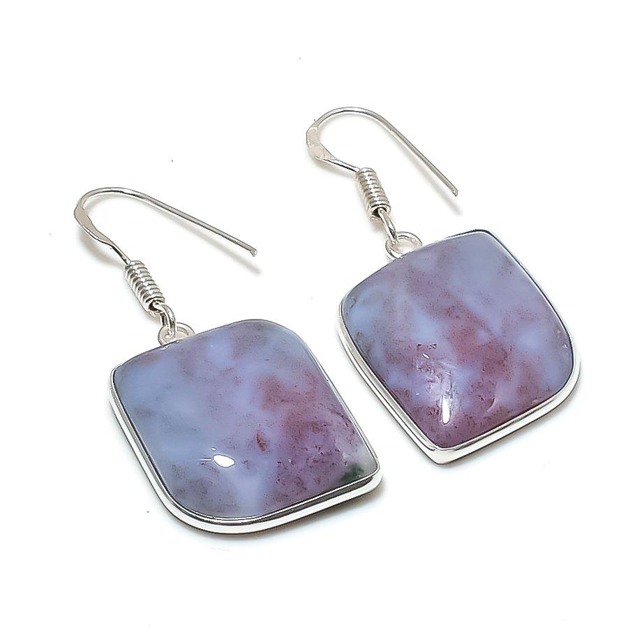 Natural Tree Agate Gemstone 925 Sterling Silver Jewelry Earring 1.62 AE-12415