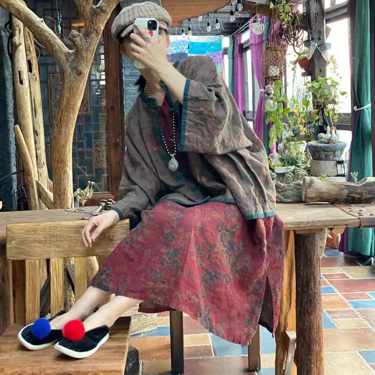 1939 Retro Artistic Xiangyunsha Printed Shirt Cardigan