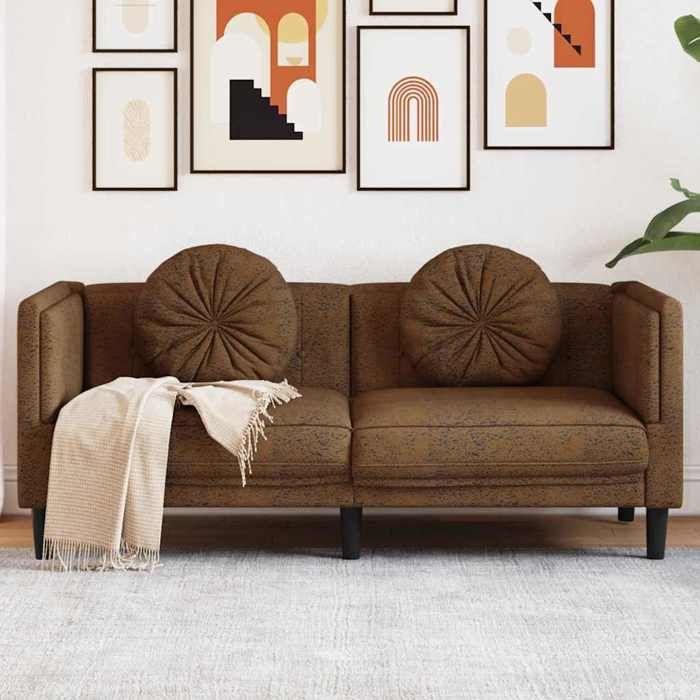 VidaXL Canapé à 2 Places avec Coussins, Siège avec Accoudoirs et Dossier, Canapé avec Pieds, Meuble de Salon, Moderne, 372641