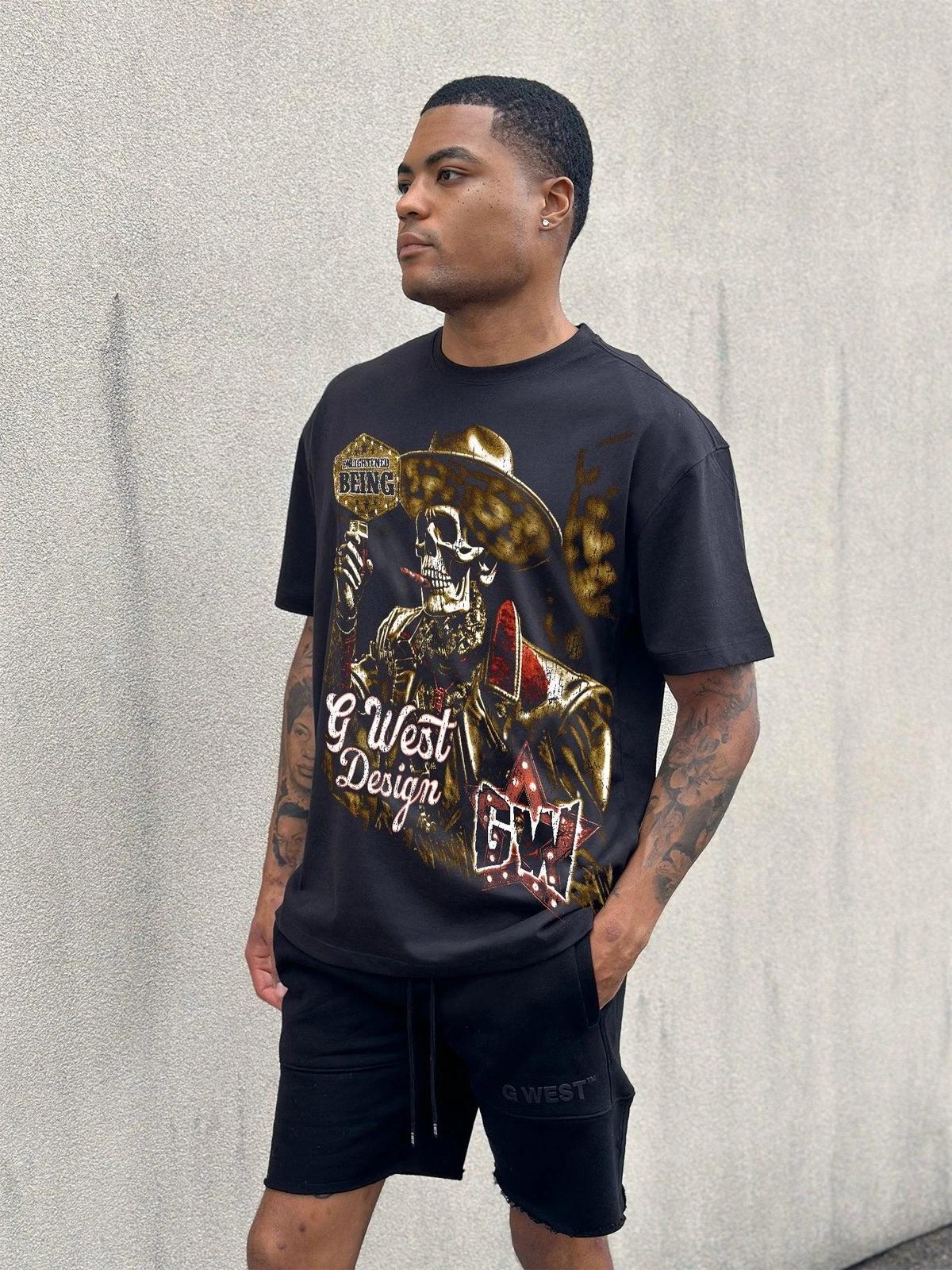 G West Being Enlightened Acid Wash PREMIUM TEE FRONT AND BACK PRINT L