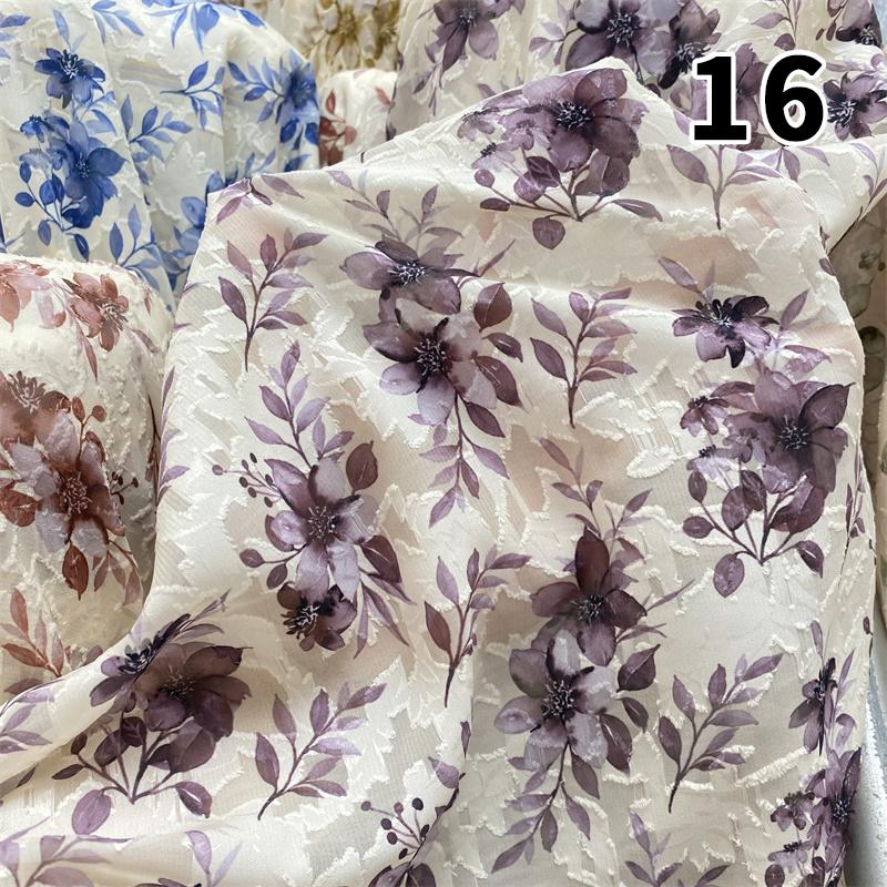 Nowa Tkanina Szyfonowa Miękka Półprzezroczysta Lekka Oddychająca Styl Chiński Żakard Kwiatowy na Sukienki DIY Koszule Przeciwsłoneczne