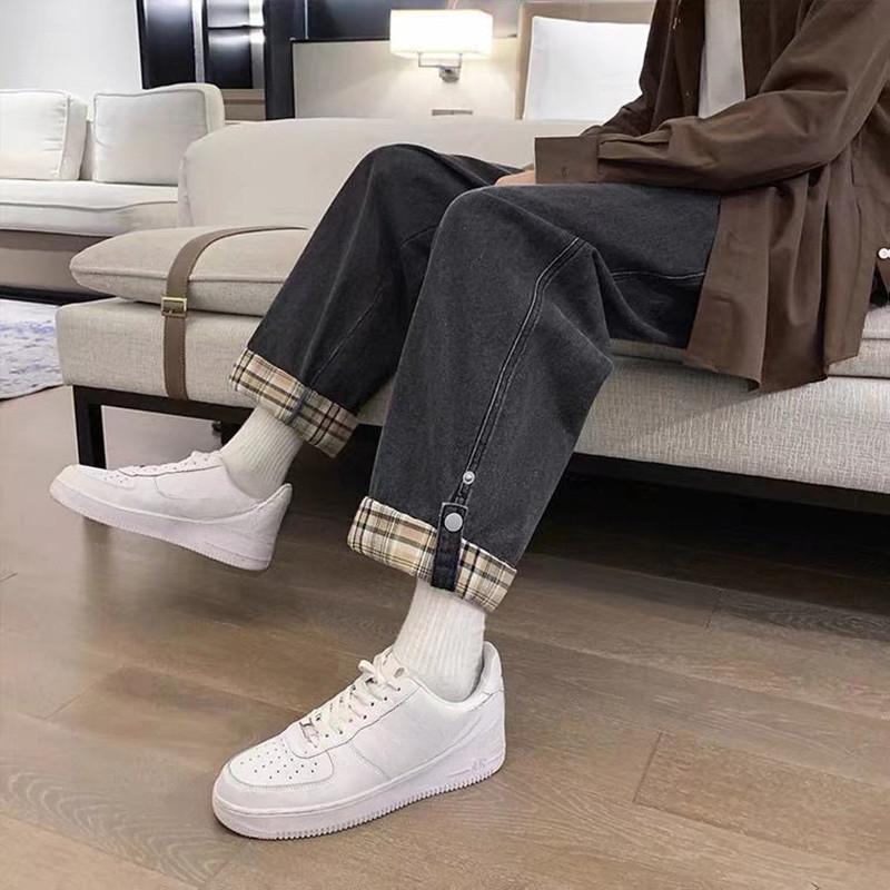 Loose Thin Men's Jeans Hong Kong Style Spring Summer High Street Trend Ins Straight Leg Nine Point Casual Pants