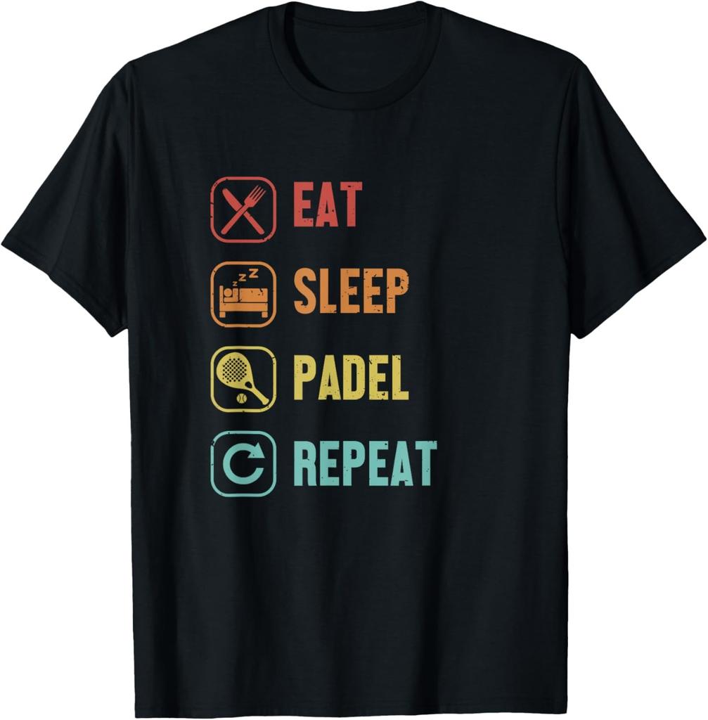 Padel Paddle Tennis Racquet Ball Vintage Colors TShirt Cotton Casual Sports Street Couple Clothes Streetwear Mens T Shirts