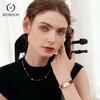 RORIOS Women's Watch with Mother-of-Pearl Bracelet - Cute Quartz Analog Watch, Water Resistant, Genuine Leather Band, Casual, Perfect for Christmas, B