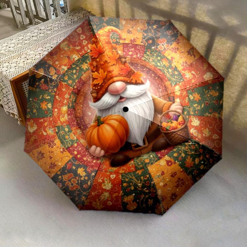 1 st Automatiskt Fällbart Paraply - Tecknat Mönster, Bärbar & Vikbar Design med 8 Ribbor, Jul- Födelsedagspresenter