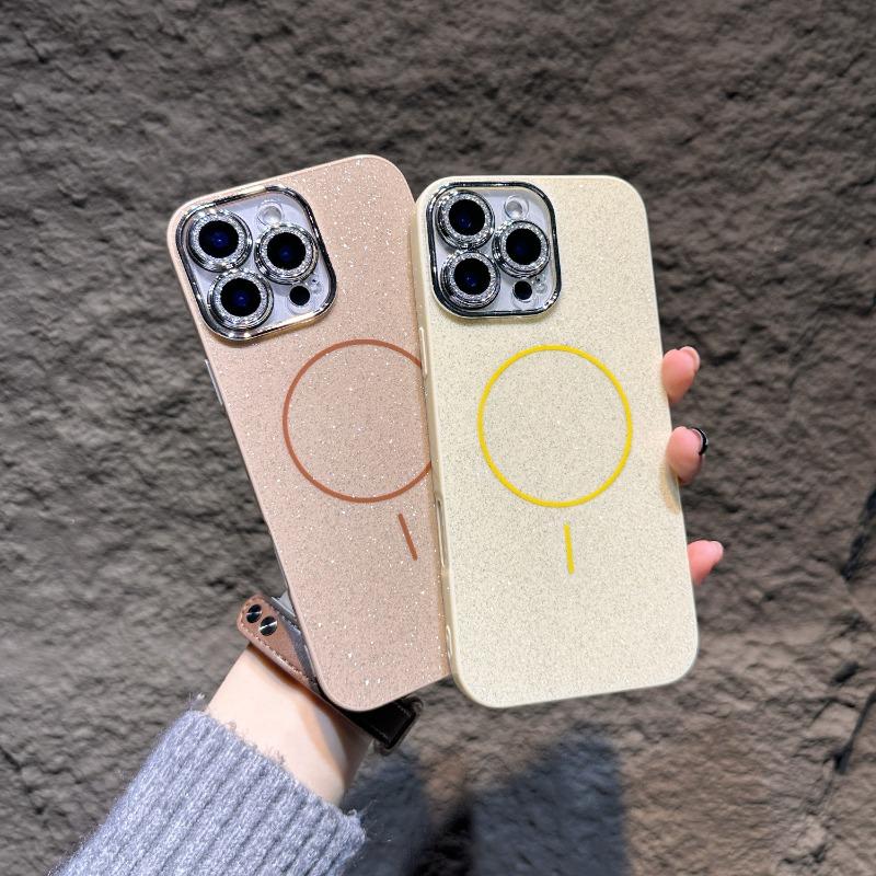 Glitter Camera Protector Magnetic Phone Case for iPhone 16 14 15 Plus 11 12 13 Pro Max Luxury Wireless Charge Shockproof Cover