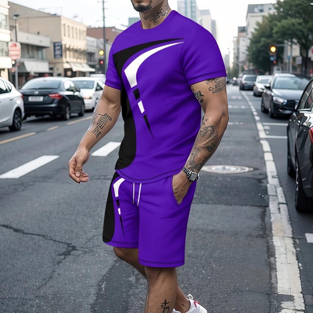 2-piece stylish casual and comfortable men's set with short sleeves and shorts, trendy summer sportswear
