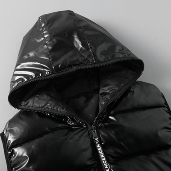Podzim Zima Muži Vesta Bavlněná Vycpaná Kapuce Jednobarevná Velká velikost Světlý povrch Ztluštěná bunda Streetwear