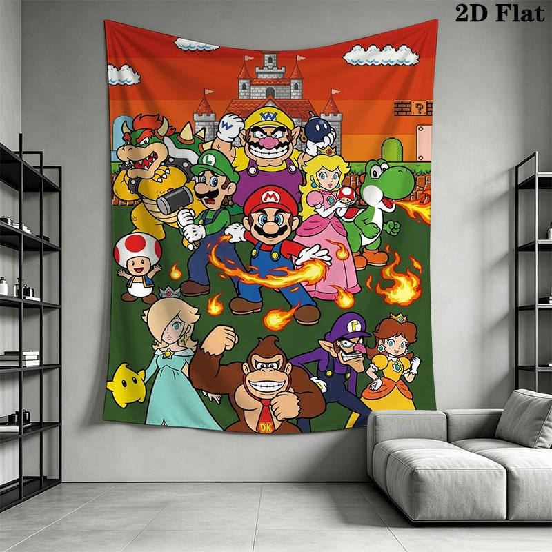 Run Mario Block Wall Hanging Printed Fabric Blanket Decorative Tapestries for Bedroom Living Room Home Decor