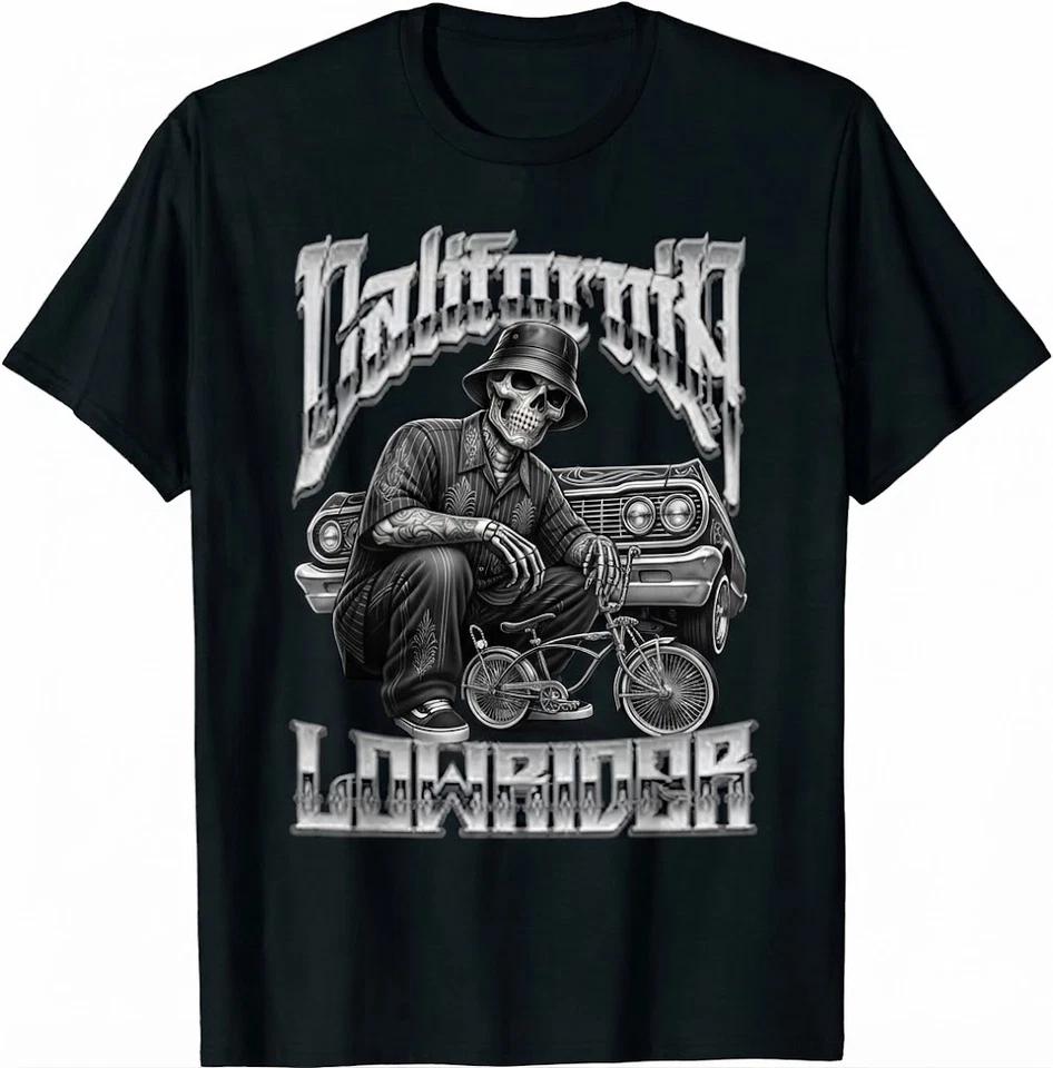 California Low Rider Chicano Tattoo Art Cholo Skeleton T-Shirt XL