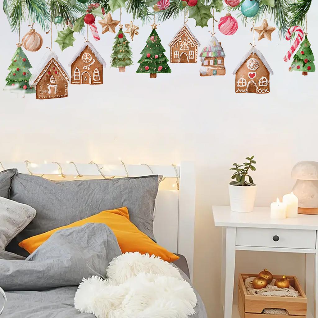 Christmas House Christmas Tree Wall Stickers, Christmas Room Decoration Wall Stickers