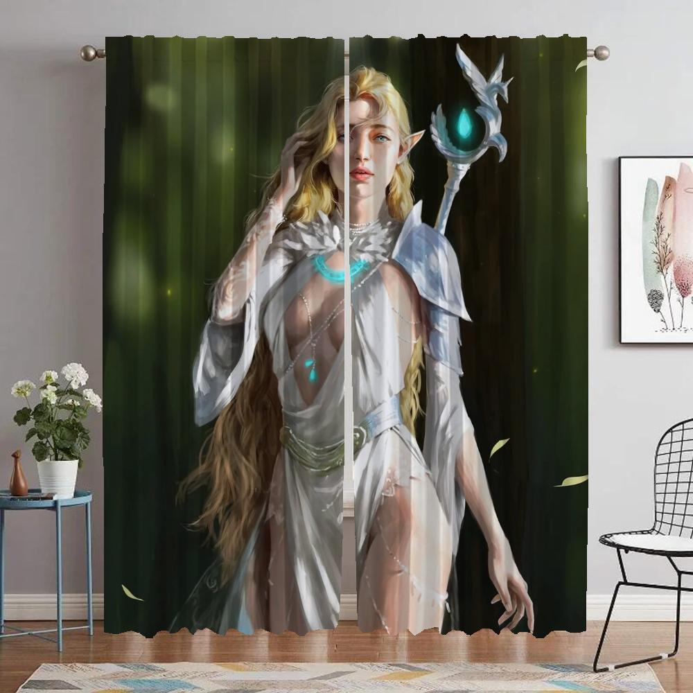 Blackout Kitchen Curtains Child Room Female Elf Living Room Curtain Curtains for Bedroom Shades Halloween Decoration Partition