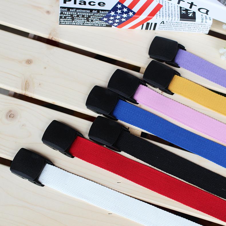 Iron-Free Nylon Canvas Women'S Belt, Plastic Buckle Simple Belt