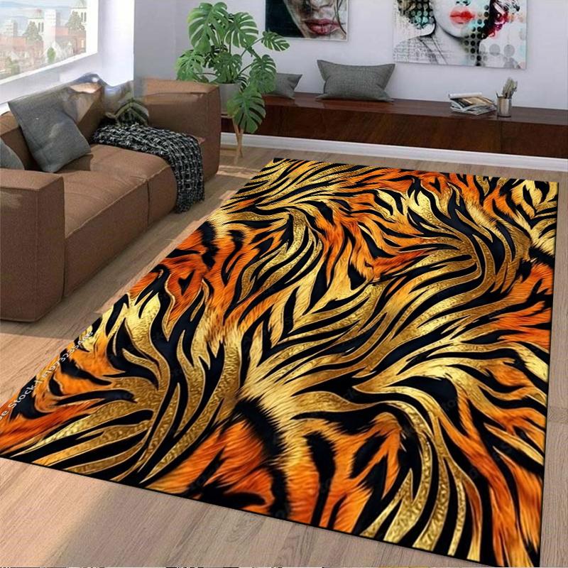 Tiger Stripe Pattern Carpet Non-slip Rug Suitable for Living Room and Bedroom Sofas