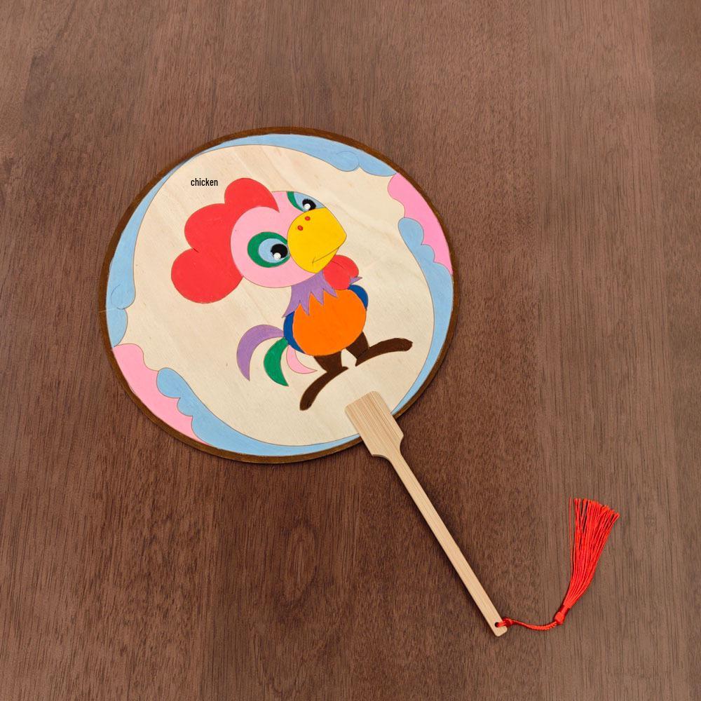 Chinese Zodiac DIY Wooden Fan: Children's Coloring Kit for Creative Parent-Child Interaction