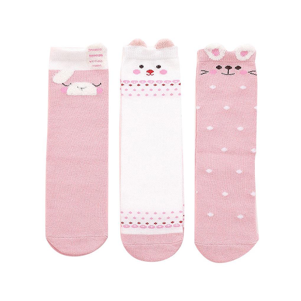 

3 Pair Winter Autumn Over Knee Cotton Baby Socks Cartoon Design Warm Keeping Set