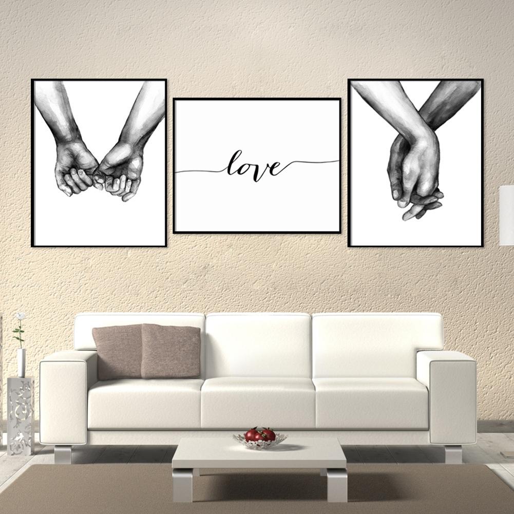 3Pcs 21x30cm Simple Abstract Drawing Hand Letter Wall Art Canvas Painting Picture Decoration