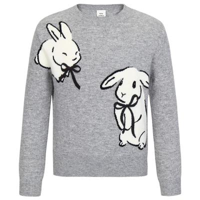 Little MO&Co. Girls' Merino Wool Rabbit Jacquard Sweater