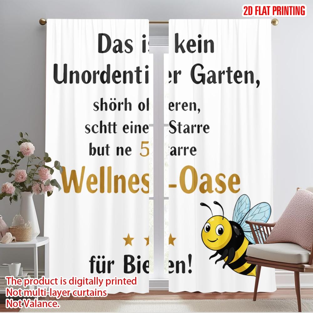 

2pcs 2D flat printing Curtain Bee Garden Spa Oasis Fabric Without Electricity Family Party Use for Home Decor 52.50×116.00 CM 2pcs