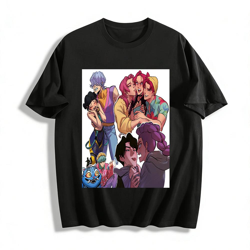 

Смешная футболка с принтом JoJo s Bizarre Adventure Аниме Периферия Свободный Повседневный Топ Для Мужчин И Женщин Футболка из чистого хлопка XXS