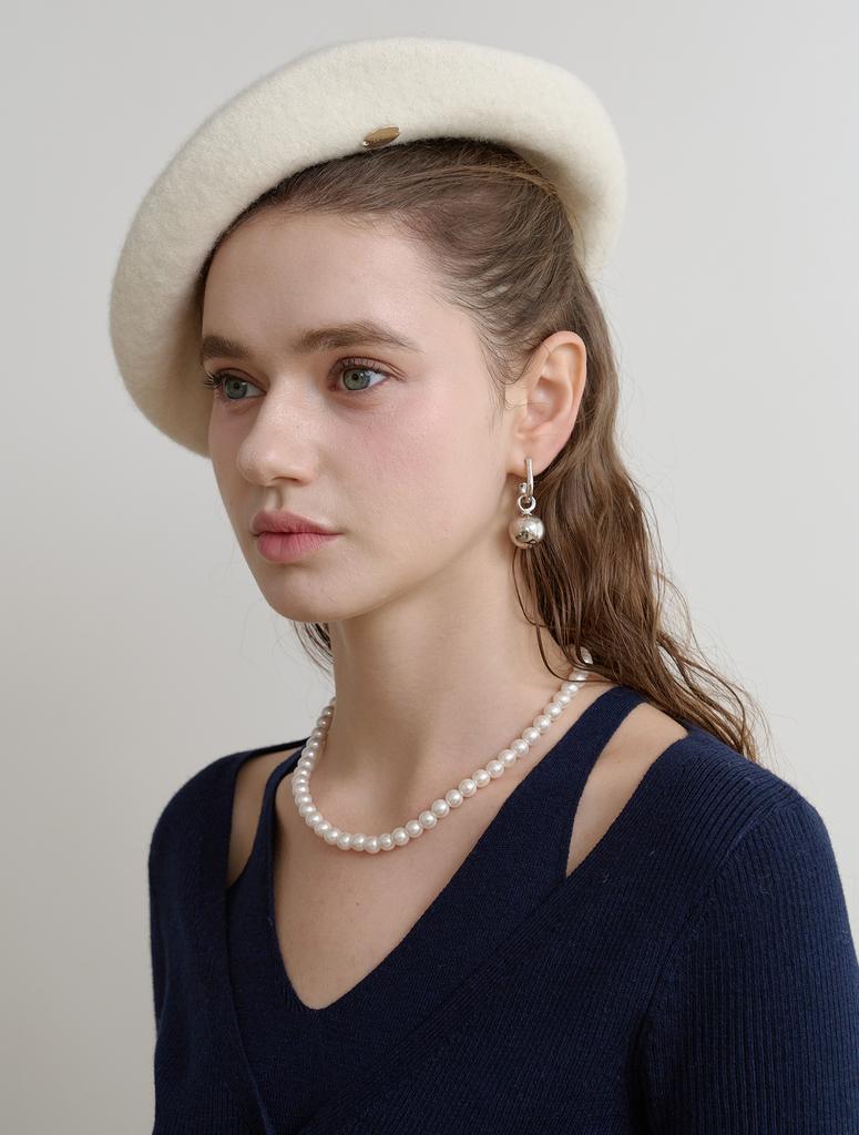Leuiel Artist Wool Felt Beret_Ivory