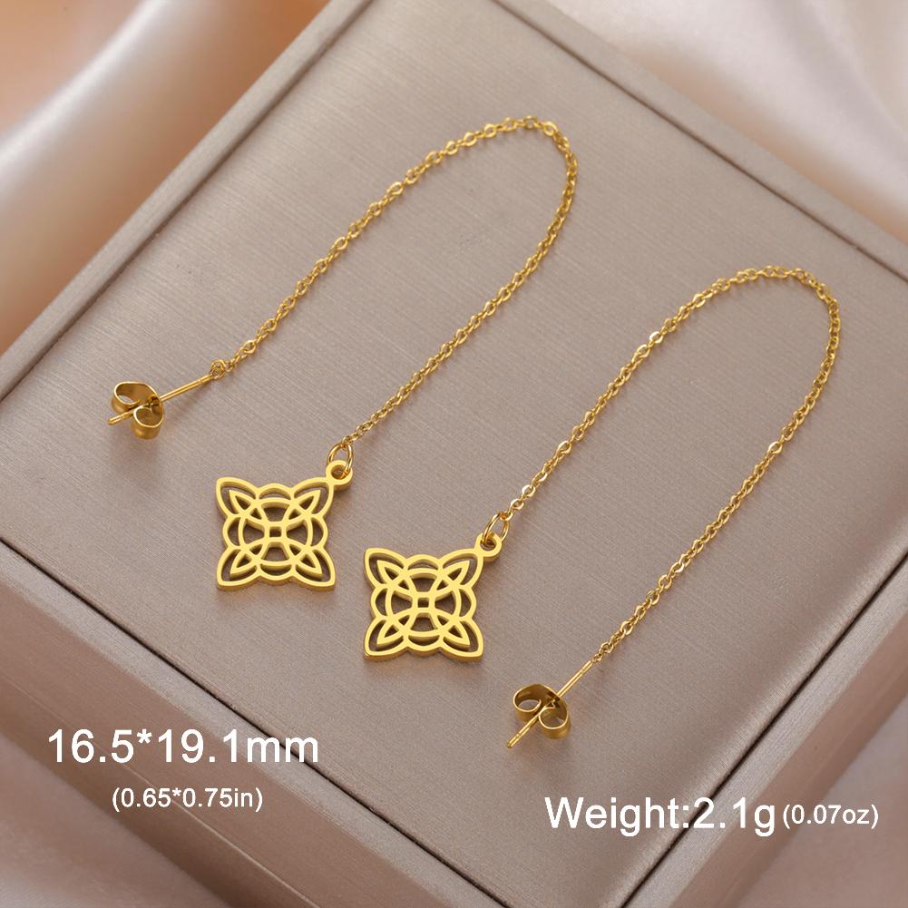 LIKGREAT Stainless Steel Celtic Infinity Knot Dangle Earrings for Women Lady Elegant Hook Charms Good Luck Jewelry New Year Gift