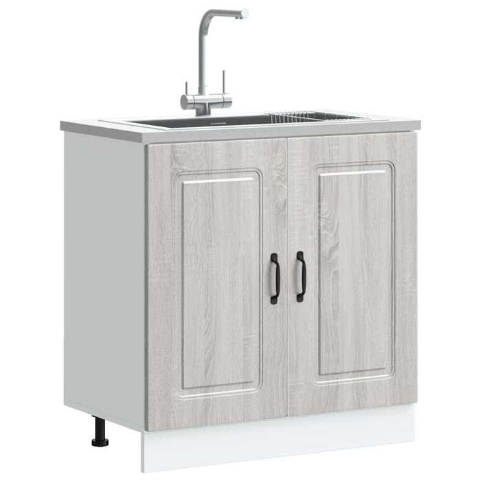 VidaXL Meuble bas pour évier Kalmar chêne sonoma bois ingénierie, meuble bas de cuisine, meuble bas de cuisine avec porte 853453