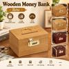 Large Capacity Wooden Money Bank Retro Treasure Storage Box Jewelry Box Piggy Bank  Bill Storage