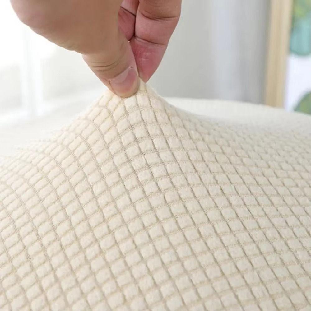 Round Shape Round Ottoman Slipcover Dustproof Universal Seat Slipcovers Elastic Polar Fleece Chair Cover