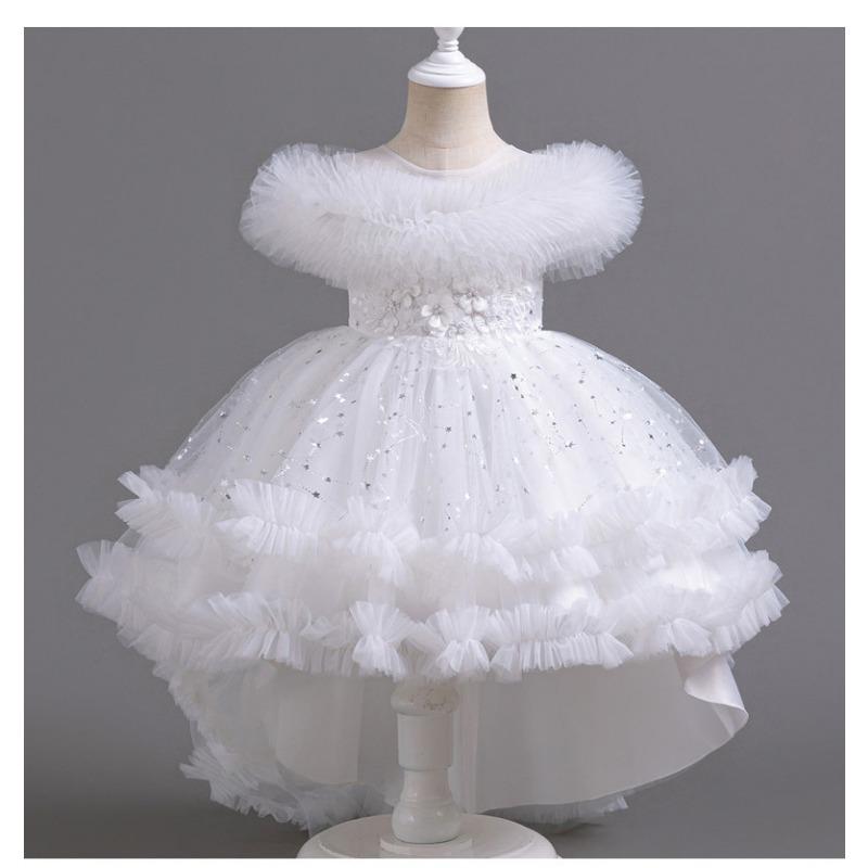 Girls Puffy Princess Dress Flower Girl Wedding Piano Performance Formal Dress