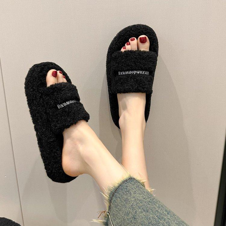 

[youshilai] Mao Mao Slippers Women s 2025 New Muffin Thick Bottom Increase Wear Plush Cotton Slippers Women 35