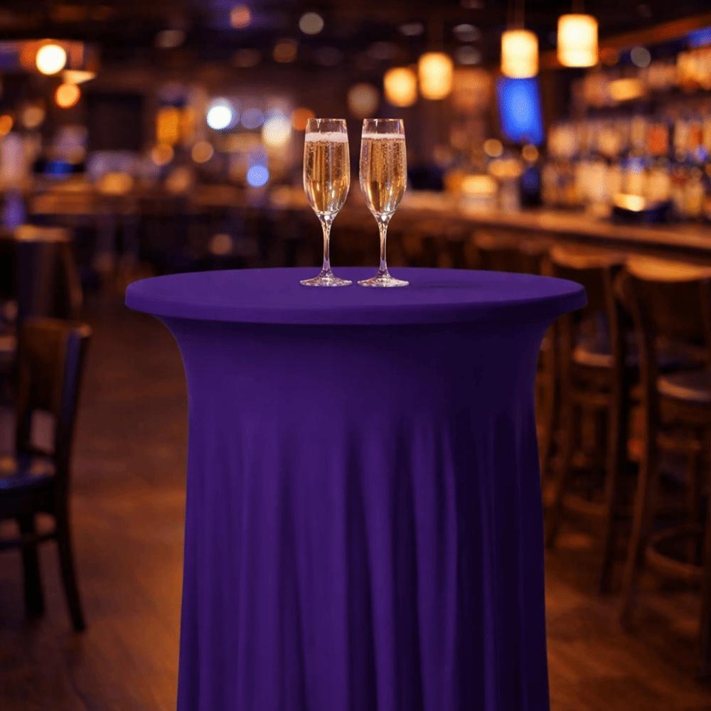 Solid Color Height Stretch Round Tablecloth Long Drape Bar Counter Cover  Auditorium