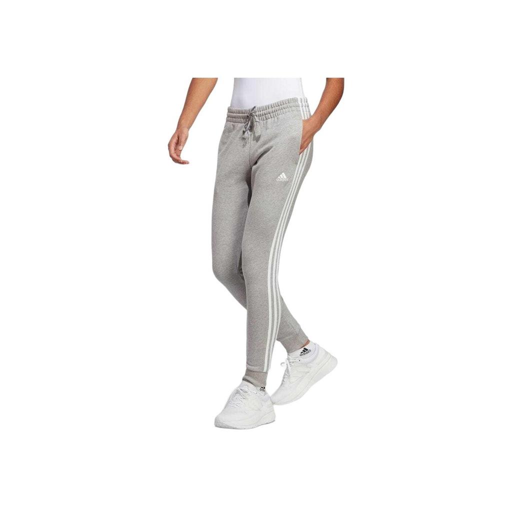 Adidas Side Three Stripes Lace-Up Cuffed Retro Knitted Sports Pants Women Pants Gray IC9922