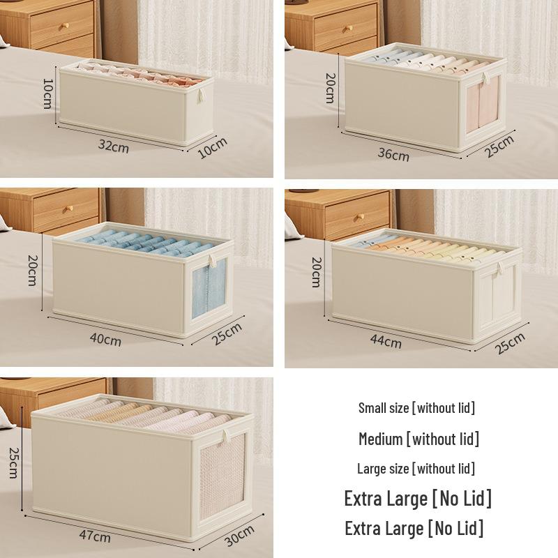 

Thickened Mildew-Proof Flip-Top Wardrobe Storage Bin for Foldable Clothes Small without Window (33x10x10cm) Labelable
