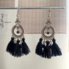 Trendy Ethnic Retro Multicolor Feather Beaded Circle Dangle Earrings