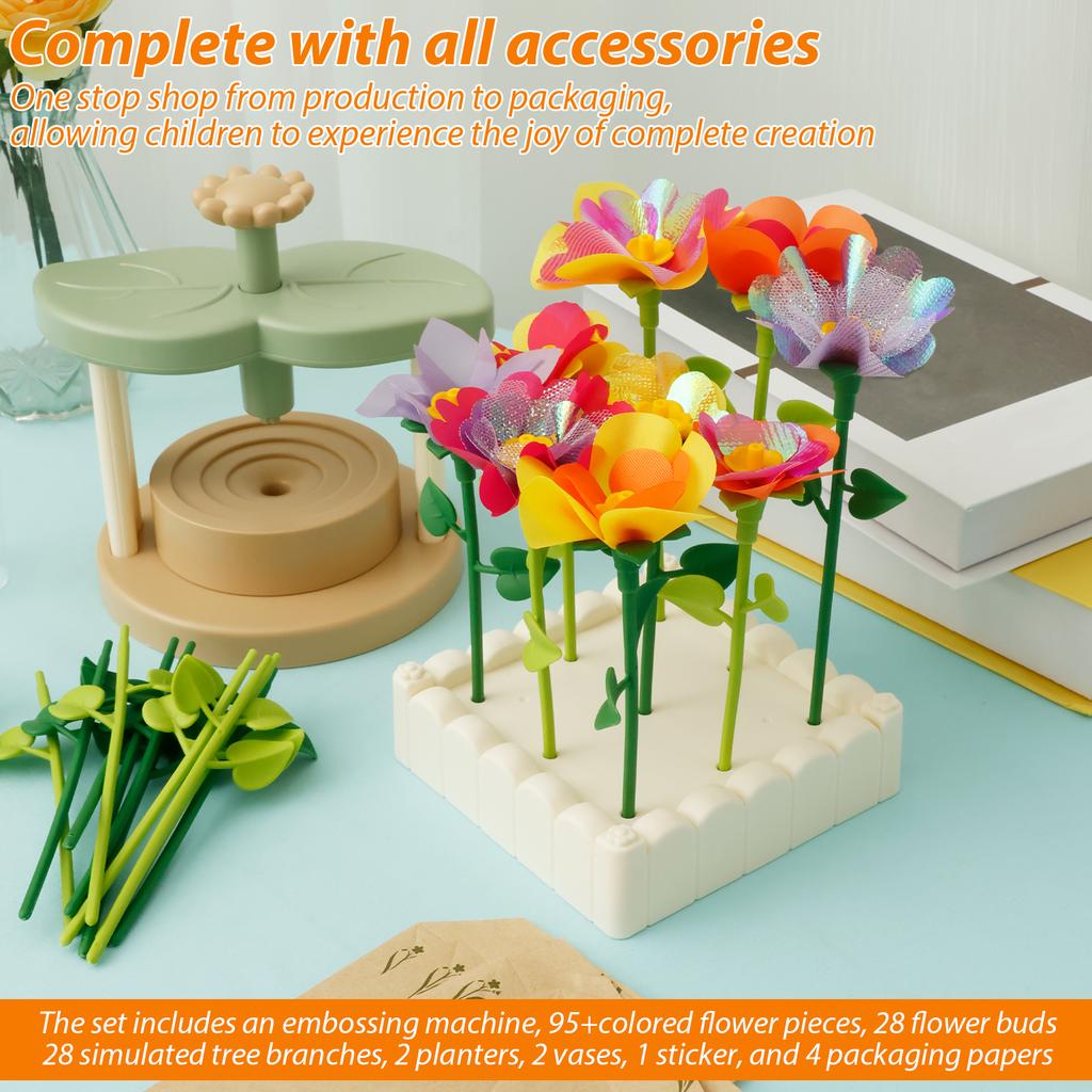 Handmade DIY Simulation Bouquet Set Embossing Machine Toys DIY Flower Craft Kit Parent Child Interactive Puzzle Toys Girls Gifts