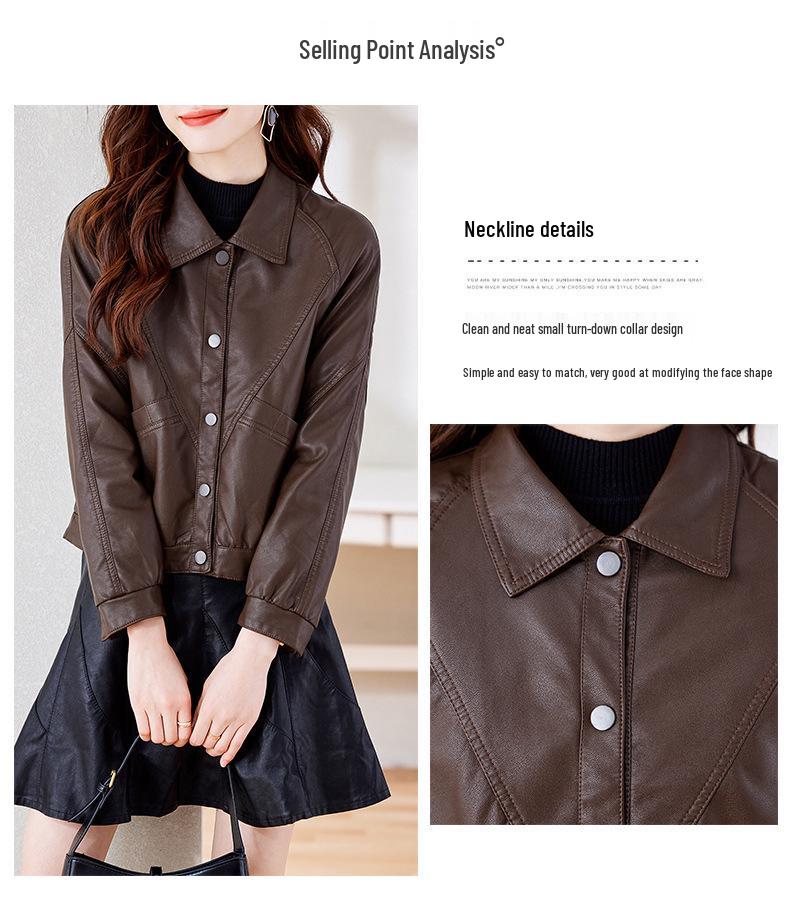 2025 Herbst/Winter Damen Trendige Kurze Schafslederjacke