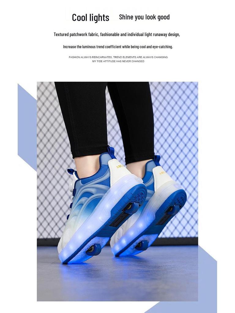 Kids' Light-Up Retractable Double-Wheel Roller Skate Shoes