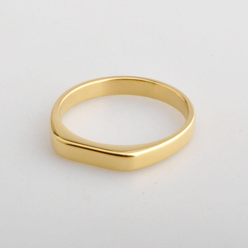 Korean Simple Ring Titanium Steel Natural Stone Female Ins Non-Color Ring for Anniversary