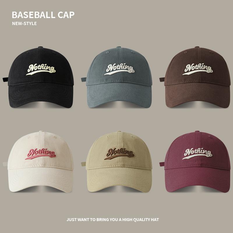 Soft top baseball hat men's big head circumference shows a small face three-dimensional embroidery pure cotton cap outdoor versatile sun hat women